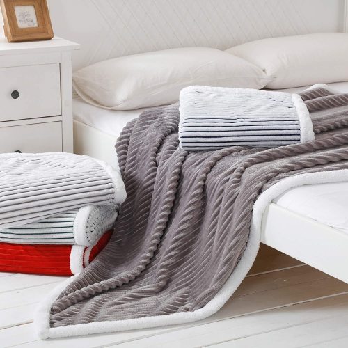 Reversible Warm Sherpa Fleece Blanket Anti-Pill Micro Mink Cozy Plush Lambswool Throw Blankets
