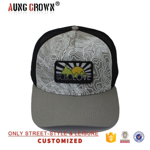 Amazon supplier promotional digital printed trucker hats with woven patch