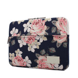 White Rose Pattern Canvas laptop sleeve case with pocket for macbook pro laptop 13 inch