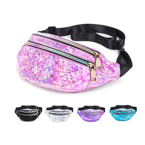 2020 summer custom logo girl ladies hologram shiny Belt bags girl fanny pack women holographic waist bag