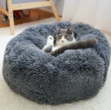 Comfortable Donut Cuddler Luxury Ultra Soft Shag Faux Fur Dog Bed for Medium Small Dogs and Cats