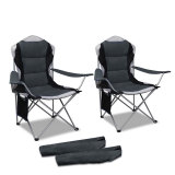 deluxe outdoor portable Oversized Steel Frame Collapsible Padded Arm camping Chair with Cup Holder