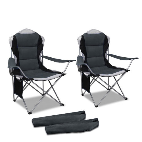 deluxe outdoor portable Oversized Steel Frame Collapsible Padded Arm camping Chair with Cup Holder