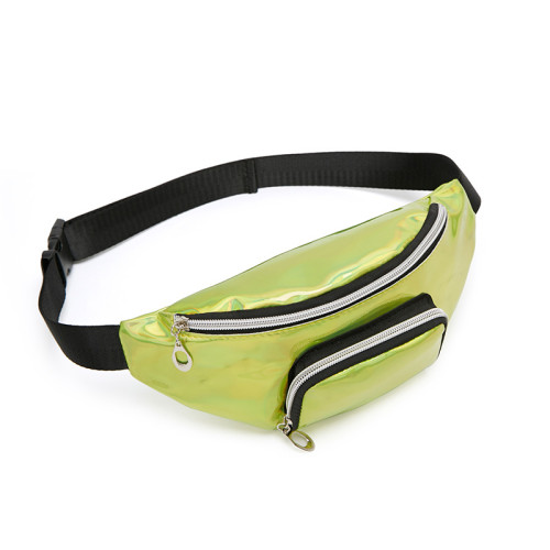 custom logo private label Amazon Holographic Laser PU Leather waterproof belt bag Fanny Pack Waist Bag for women