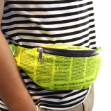 custom logo newspaper print PU bum sports running waterproof fanny pack belt sling crossbody waist bag