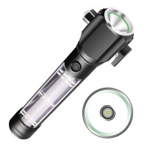 USB Rechargeable Magnetic LED Flashlight Multi-function Emergency red blue Safety Hammer Torch with Alarm buzzer
