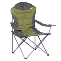 Outdoor Padded Folding Armchair Camping Beach Chair with Cup Holder