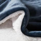 Cheap Fuzzy Soft Microfiber Fleece Sherpa  Blanket Twin Size Navy Blue Plush Flannel Blanket