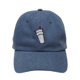 Fashion 6 Panel 2D Logo Dad Cap Custom Korean Hat Style Denim Dad Hat Wholesale