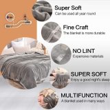 High Quality Microfiber Flannel Fleece Throw Blanket Super Soft Grey 80''x90''