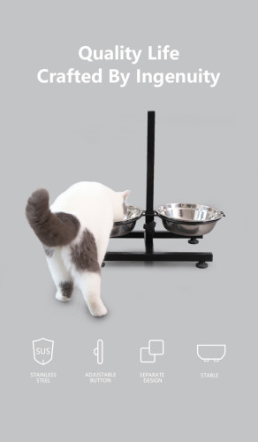 Wholesale double raised elevated stainless steel dog bowl
