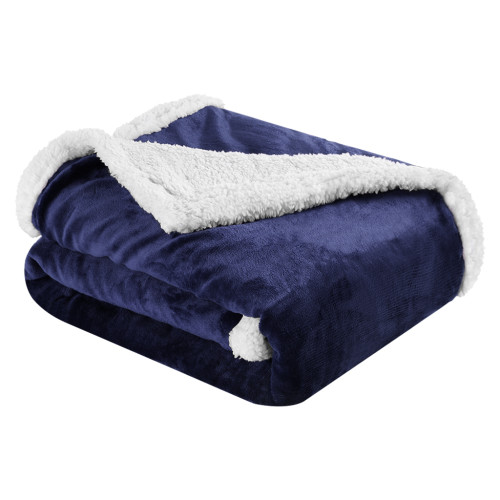 Reversible Flannel/Sherpa Throw Blanket Cozy Warm Plush Fuzzy Easy Care Couch Sofa Bed Blankets 60 x 80 Inches