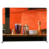 8ft Portable solid color custom logo printed tension fabric photobooth Studio backdrop