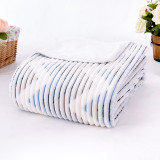 High quality full size embossed flannel fleece throw blanket with sherpa