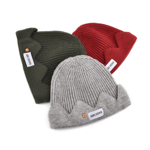 Wholesale fashion knitted grey wool beanie winter hat for men