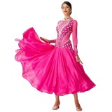 B-2098 Dress For Ballroom Dancing For Children High Quality Plus Size Pearl Silk Ballroom Dance Dresses For Sale