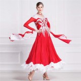 B-18429 Red Plume Embrace Standard Dance Skirt Custom Ostrich Feather Ballroom Smooth Competition Dance Dress For Sale