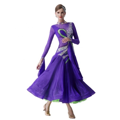 B-19442 New style long-sleeved modern dance dress national standard dance costume women ballroom waltz dress for sale