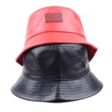 Custom brand pu leather bucket hat with logo