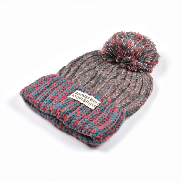 Winter hat cap women knitting cap customised long beanie hats with pompoms