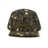 cotton flat brim 5 panel caps with woven label