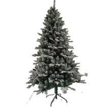 6ft PVC PE Mixed Hinged Christmas Tree with White Snow Branch Tips and Pine Cone Metal Stand