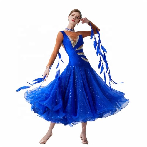 B-19386 High-end new national ballroom dance dress performance used clothes ballroom dress competition for sale