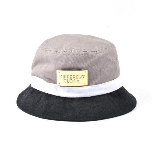 make your own design branded logo bucket hat custom metal gold plate logo bucket hat