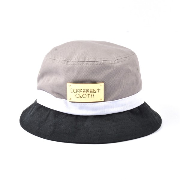 make your own design branded logo bucket hat custom metal gold plate logo bucket hat