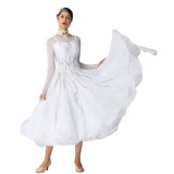 B-20100 High quality ballroom dance dresses women adult Custom white ballroom dresses Latin dance for sale