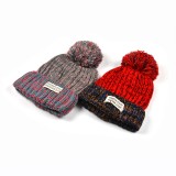 Winter beanie knitting plain fleece beanie for women /pom pom beanie with fleece fabric