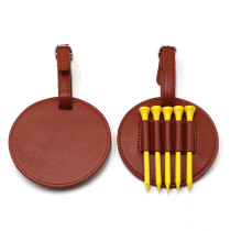High Quality Round Shape 5 Tees Leather Golf Tee Holder for Golfer