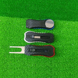 Golf Green Divot Tool with Retractable Spring & Ball Marker