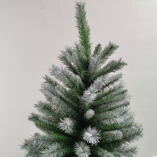 6ft PVC Hinged Christmas Tree with White Branch Tips Metal Stand