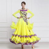 B-14790 Custom top sale yellow ballroom dance dress women dress for ballroom dancing for children