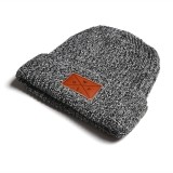 Promotion cuff Knit Your leather patch logo High Quality Beanies Hat