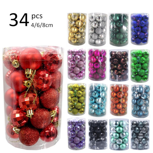 2020 New 34PCS 2.36  Shatterproof Christmas Tree Decorations with Hanging Rope Gold Christmas Ball