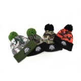 winter warm stylish acrylic wholesale custom camouflage printing beanie hats with top ball