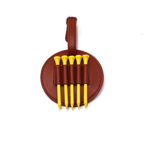 High Quality Round Shape 5 Tees Leather Golf Tee Holder for Golfer