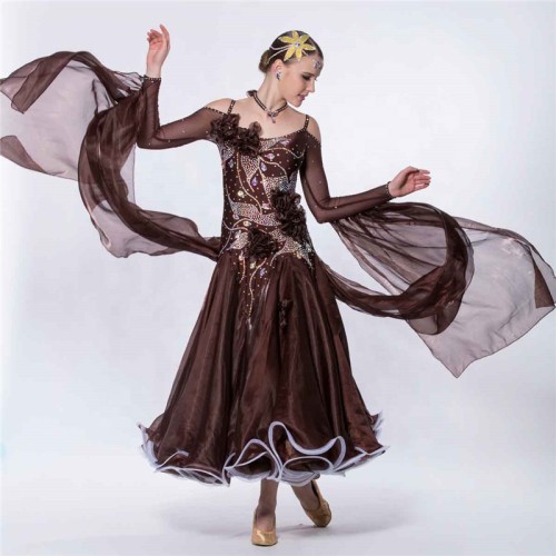 B-14123 National standard modern competition dress new adult long plus size ballroom waltz dance dress for sale