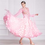 B-18442 Custom Hot Sale Radiant Pink Ballroom Dance Gown High Quality Modern Ballroom Dance Dress For Competition