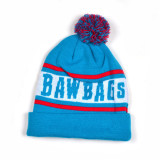 Bulk pom pom knit jacquard winter beanie caps and hats made in china