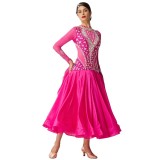 B-2098 Dress For Ballroom Dancing For Children High Quality Plus Size Pearl Silk Ballroom Dance Dresses For Sale