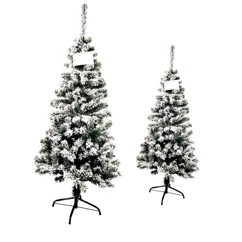Pre-Lit Slim White Giant Snow Flocked Christmas Trees With Ornament