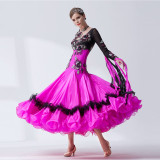 B-19425 High-end Pearl silk ballroom dance dresses women adult with big pendulum customize ballroom dance dresses women adult