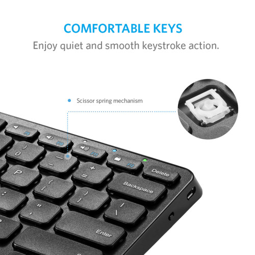 Ultra Compact Slim Profile Wireless mini Keyboard 78 keys keyboard