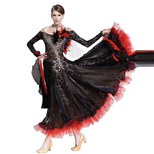 B-14346 Wholesale black ballroom dance dress for competition