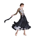 B-18341 Black Pearl Silk Ballroom American Smooth Tango Waltz Dance Dress Ladies Modern Ballroom Dress Women Adult For Sale
