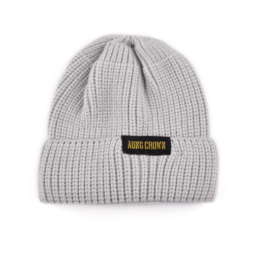 winter fashion wholesale custom woven labels acrylic warm plain beanies knit hat