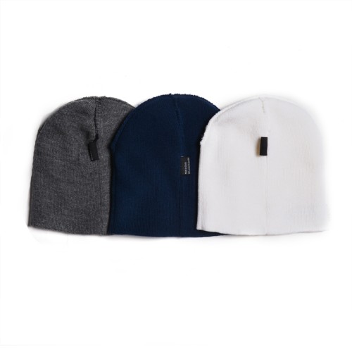 Custom cheap mens embroidery logo knitted long slouchy beanie winter caps